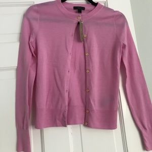 J. Crew Pink Wool Cardigan with Gold Buttons